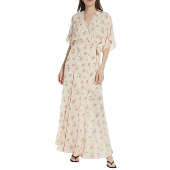 Reformation Winslow Wrap Maxi Audrey XS Pink Floral Wedding Guest NWT $348 - Picture 2 of 9